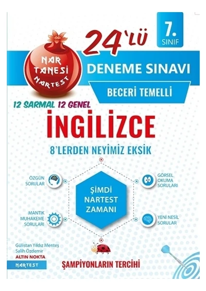 Nartest Yayınevi 7. Sınıf Nar Tanesi İngilizce Beceri Temelli 24'lü Deneme Sınavı