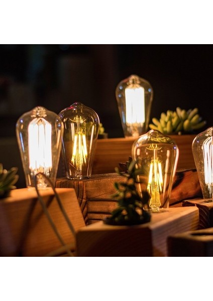 ST64 Flamanlı 6 W Rustik LED Ampul Dekoratif Vintage Aydınlatma Gün Işığı 10'lu
