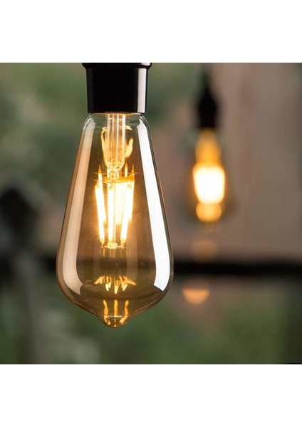 ST64 Flamanlı 6 W Rustik LED Ampul Dekoratif Vintage Aydınlatma Gün Işığı 10'lu