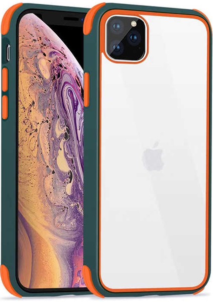 Apple iPhone 11 Pro Kılıf Zore Tiron Yanları Korumalı Silikon Kapak Koyu Yeşil