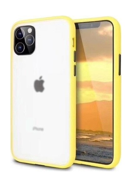 Apple iPhone 11 Pro Max Kılıf Zore Fri Mat Darbe Emici Silikon Sarı