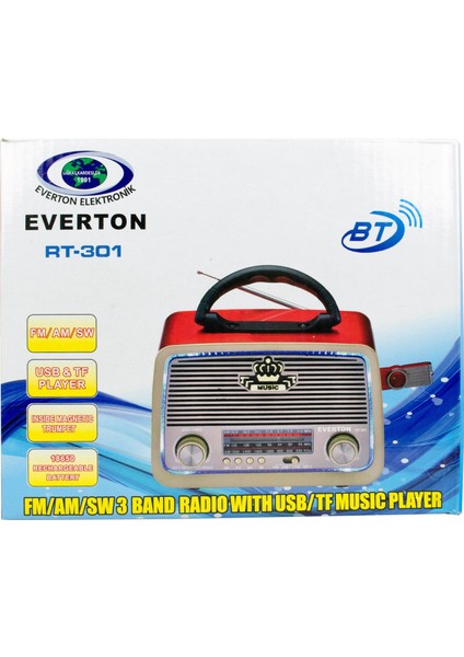 Rt-301 Nostalji Bluetooth Şarjlı Radyo Usb Sd Mp3 Player