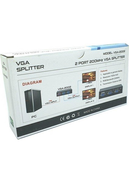 2port 1x2 VGA Splitter VGA Dağıtıcı