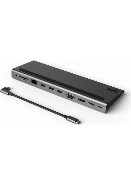 BX12HB Type C™ to 2xUSB3.0 Gigabit Ethernet USB2.0 VGA HDMI 4K Ultra Hd Display PD Şarj Audio Mikrofon 2*SD Kart 11 Port Adaptör