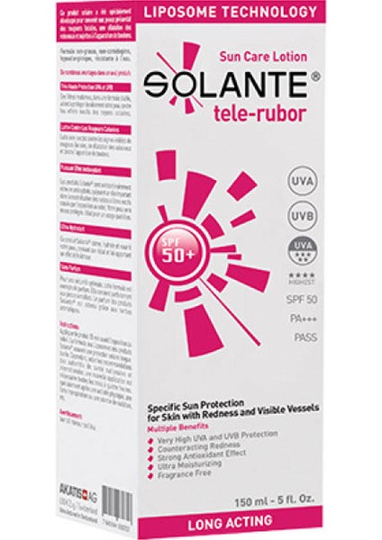 Tele-Rubor Spf 50+ 150 Ml Güneş Koruyucu Losyon