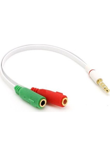 Mikrofon Kulaklık Ayırıcı 3.5Mm Stereo Dişi To 2X Stereo Erkek Kablo