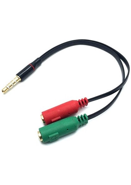 Mikrofon Kulaklık Ayırıcı 3.5Mm Stereo Dişi To 2X Stereo Erkek Kablo