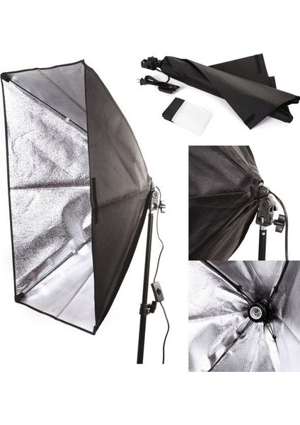 50 x 70 cm Softbox 2'li Sürekli Işık Seti Strobist Set Taşıma Çantalı