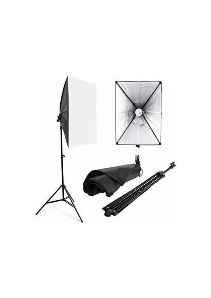 50 x 70 cm Softbox Tek Duylu Sürekli Işık Seti Softbox 2 M Ayak