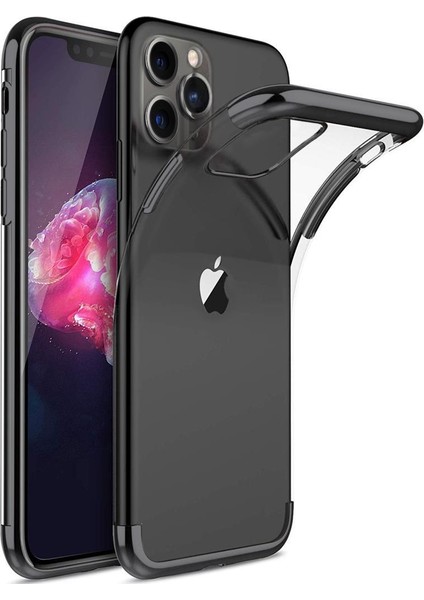 Apple iPhone 11 Pro Max Kılıf Zore Dört Köşeli Mat Lazer Silikon Siyah