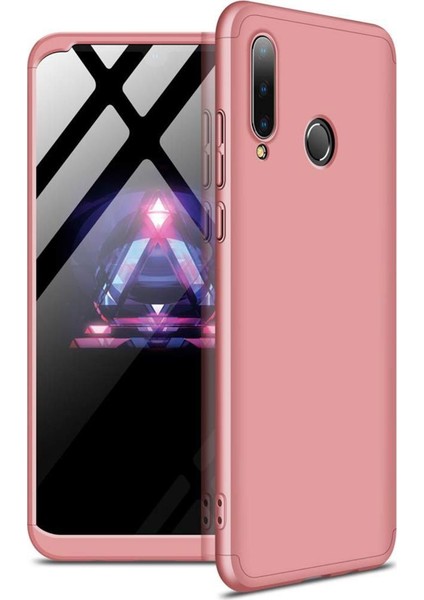 Huawei P30 Lite Kılıf Zore 360 Tam Koruma 3 Parça Ays Kapak Rose Gold
