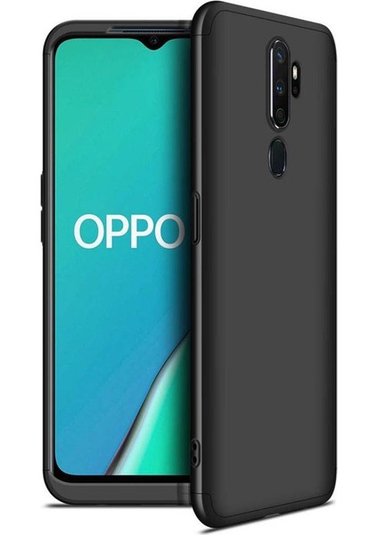 Oppo A9 2020 Kılıf Zore 360 Tam Koruma 3 Parça Ays Kapak Siyah
