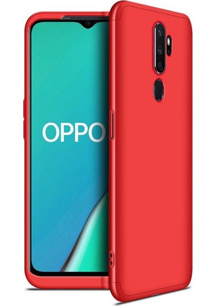Oppo A9 2020 Kılıf Zore 360 Tam Koruma 3 Parça Ays Kapak Kırmızı