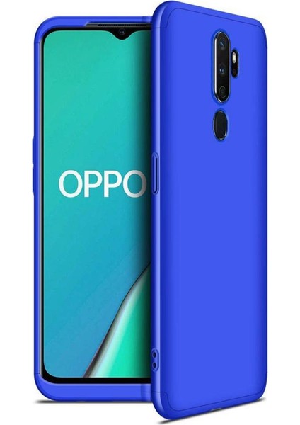 Oppo A9 2020 Kılıf Zore 360 Tam Koruma 3 Parça Ays Kapak Mavi