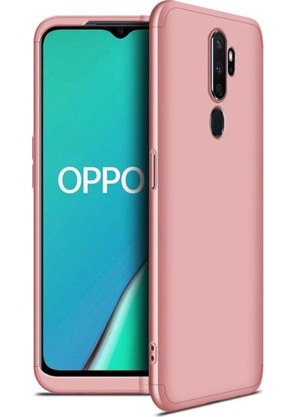 Oppo A9 2020 Kılıf Zore 360 Tam Koruma 3 Parça Ays Kapak Rose Gold