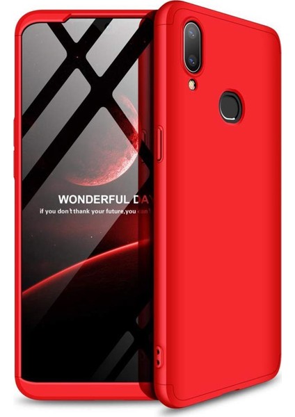 Samsung Galaxy A10S Kılıf Zore 360 Tam Koruma 3 Parça Ays Kapak Kırmızı