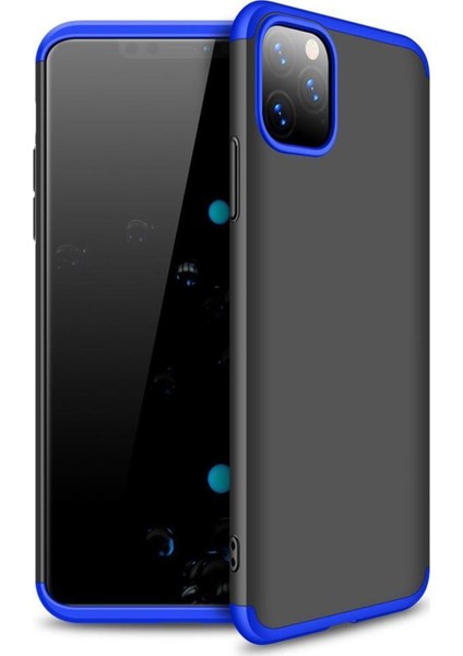 Apple iPhone 11 Pro Max Kılıf Zore 360 Tam Koruma 3 Parça Ays Kapak Siyah - Mavi