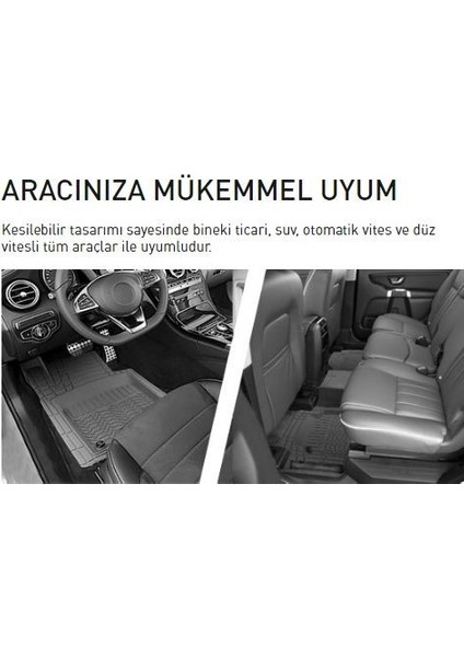 Bentley Bentayga Siyah Renk Profesyonel 3D Havuzlu Paspas 5 Parça