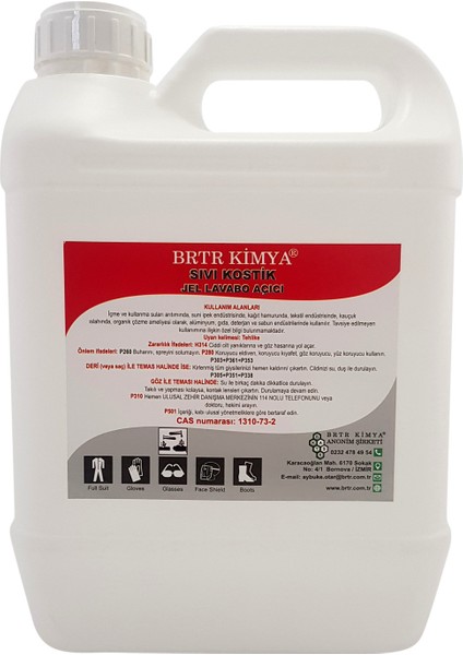 Brtr Kimya Jel Lavabo Açıcı 5 Kg - Saf Sıvı Kostik