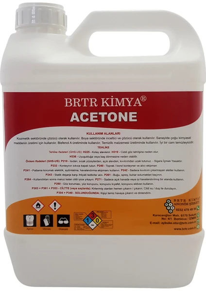 Brtr Kimya Aseton 5 Lt Temizlik Solventi Ve İnceltici