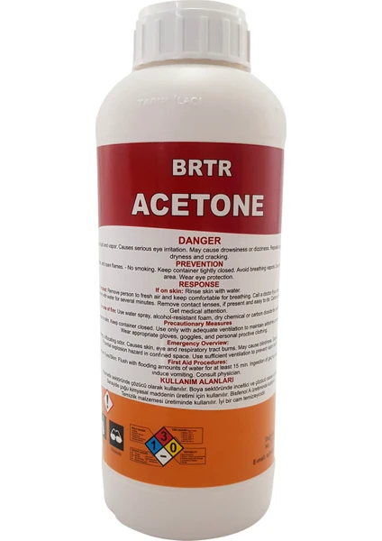 Brtr Kimya Aseton 1 Lt Temizlik Solventi Ve İnceltici