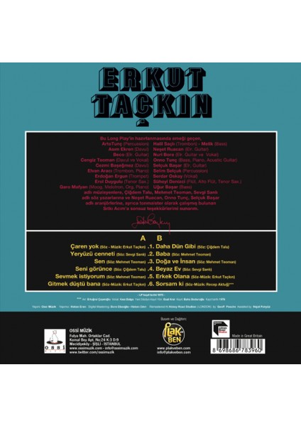 Erkut Taçkın - Beyaz Ev - Özel Renkli Baskı Plak