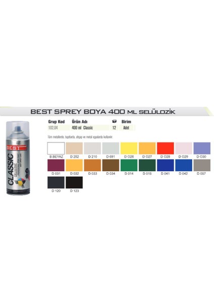 Classic Krem Sprey Boya 400 ml Tekli