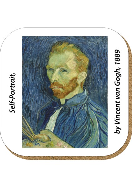 Pictor Gift Hediyelik Metal Mantar Tabanlı Vincent Van Gogh 4'lü Bardak Altlığı Seti