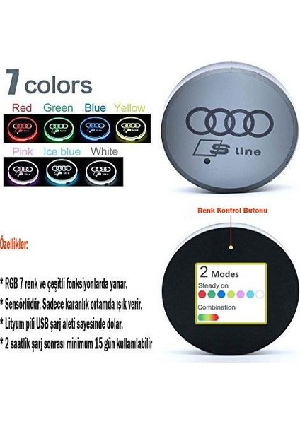 Opel Uyumlu Ledli Bardaklık Altı USB Şarjlı indirimleri