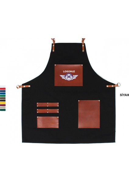 Nakışlı Boyundan Askılı Mutfak İş Önlüğü Barista Master Chef Garson Kuaför Tattoo Önlük