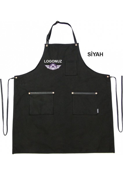 Nakışlı Boyundan Askılı Mutfak İş Önlüğü Barista Master Chef Garson Kuaför Tattoo Önlük