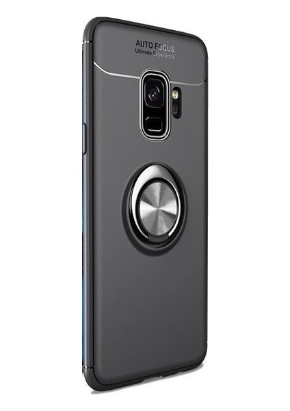 Samsung Galaxy A6 Plus 2018 Kılıf Ultra Korumalı Yüzüklü Manyetik Ravel Silikon Siyah