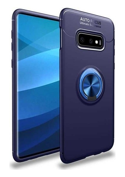 Samsung Galaxy S10E Kılıf Ultra Korumalı Yüzüklü Manyetik Ravel Silikon Lacivert