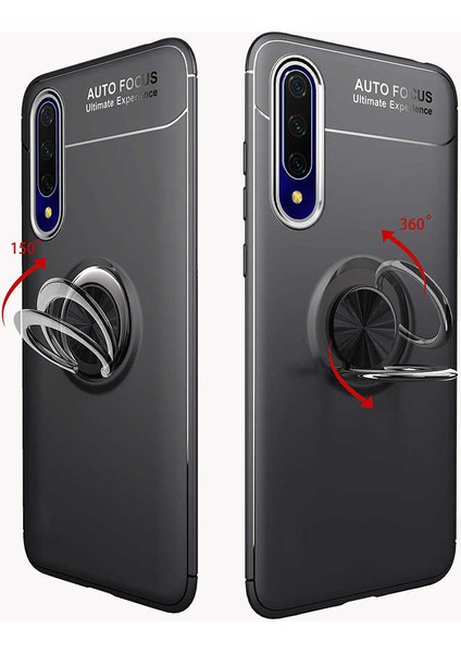 Tekno Grup Huawei Mate 20 Pro Kılıf Ultra Korumalı Yüzüklü Manyetik Ravel Silikon Siyah