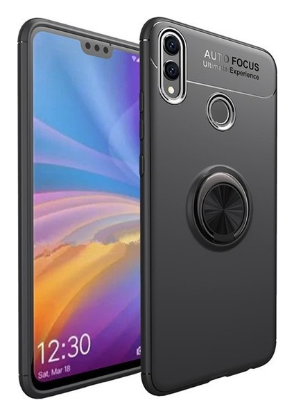 Honor 8C Kılıf Ultra Korumalı Yüzüklü Manyetik Ravel Silikon Siyah