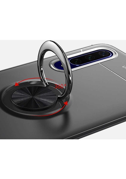Xiaomi Redmi Note 4x Kılıf Ultra Korumalı Yüzüklü Manyetik Ravel Silikon Siyah - Kırmızı