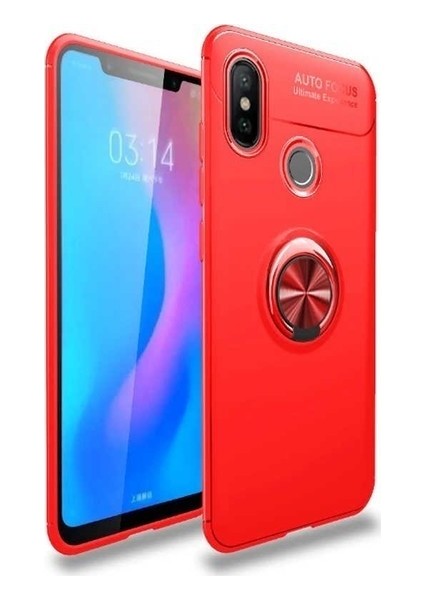 Xiaomi Redmi Note 7 Kılıf Ultra Korumalı Yüzüklü Manyetik Ravel Silikon Kırmızı