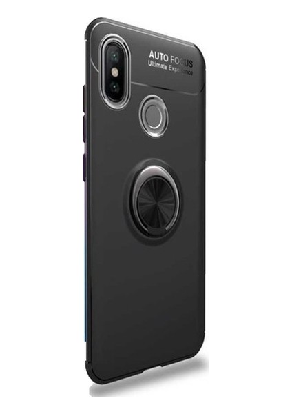 Xiaomi Mi Max 3 Kılıf Ultra Korumalı Yüzüklü Manyetik Ravel Silikon Siyah