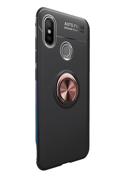 Xiaomi Mi 8 Kılıf Ultra Korumalı Yüzüklü Manyetik Ravel Silikon Siyah - Rose