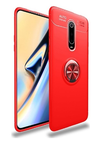 Tekno Grup Xiaomi Mi 9T/Mi 9T Pro Kılıf Ultra Korumalı Yüzüklü Manyetik Ravel Silikon Kırmızı