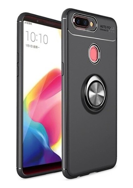 Oppo AX7 Kılıf Ultra Korumalı Yüzüklü Manyetik Ravel Silikon Siyah