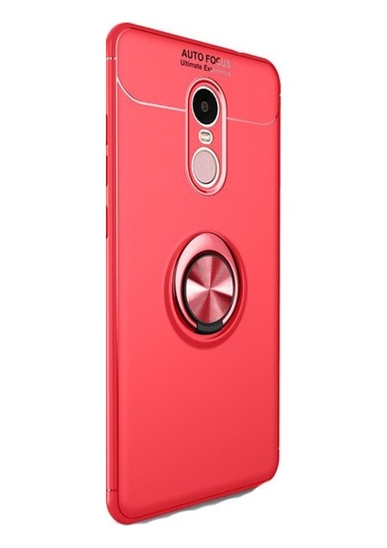 Huawei Mate 10 Lite Kılıf Ultra Korumalı Yüzüklü Manyetik Ravel Silikon Kırmızı + Cam Ekran Koruyucu