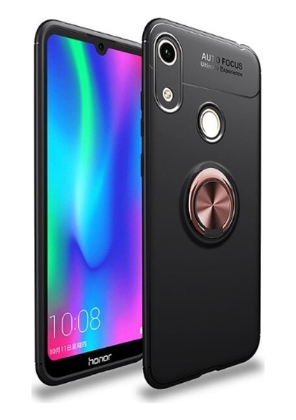 Huawei Y6S 2019 Kılıf Ultra Korumalı Yüzüklü Manyetik Ravel Silikon Siyah - Rose + Nano Ekran Koruyucu