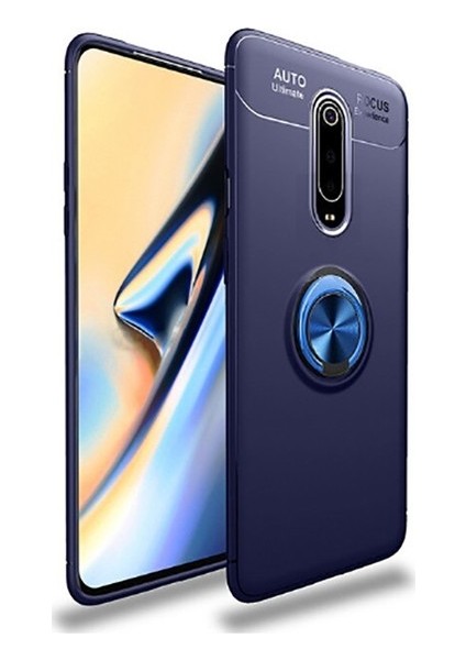 Xiaomi Mi 9T/Mi 9T Pro Kılıf Ultra Korumalı Yüzüklü Manyetik Ravel Silikon Lacivert + Nano Ekran Koruyucu