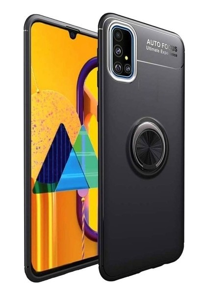 Samsung Galaxy A71 Kılıf Ultra Korumalı Yüzüklü Manyetik Ravel Silikon Siyah + Tam Kaplayan 5D Cam Ekran Koruyucu