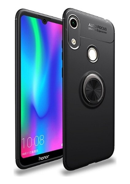 Huawei Y6S 2019 Kılıf Ultra Korumalı Yüzüklü Manyetik Ravel Silikon Siyah + Tam Kaplayan 5D Cam Ekran Koruyucu
