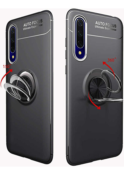 Tekno Grup Xiaomi Redmi Note 8 Pro Kılıf Ultra Korumalı Yüzüklü Manyetik Ravel Silikon Lacivert + Tam Kaplayan 5D Cam Ekran Koruyucu