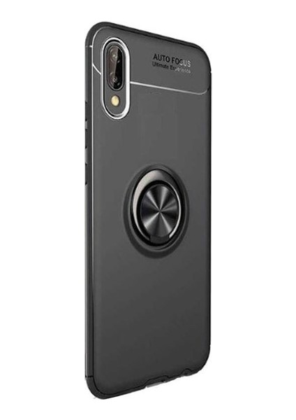 Samsung Galaxy M10 Kılıf Ultra Korumalı Yüzüklü Manyetik Ravel Silikon Siyah + Tam Kaplayan 6D Nano Ekran Koruyucu