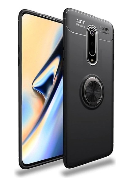 Xiaomi Redmi 8 Kılıf Ultra Korumalı Yüzüklü Manyetik Ravel Silikon Siyah + Tam Kaplayan 6D Nano Ekran Koruyucu