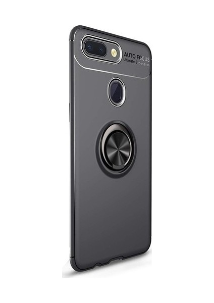 Xiaomi Mi 8 Lite Kılıf Ultra Korumalı Yüzüklü Manyetik Ravel Silikon Siyah + Tam Kaplayan 6D Nano Ekran Koruyucu